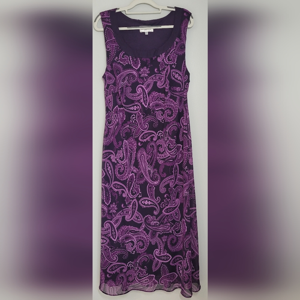 Studio I Paisley Sleeveless Maxi Dress Purple 18 Womens - Picture 6 of 11
